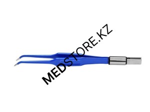 ЕМ263-3СЕ Биполярный пинцет микрохирургический загнутый антипригарный, длина 135 мм. 6 х 0,5 мм