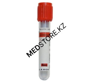 Вакуумная пробирка без наполнителя 4мл (красная крышка)