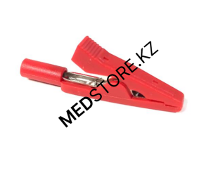 Зажим «крокодил» с гнездом 2 мм (красный) 27.187.01 (для Поток-1)