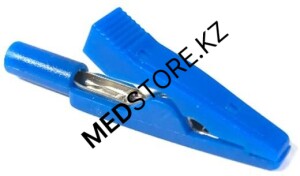 Зажим «крокодил» с гнездом 2мм (синий) 27.187.05 (для Поток-1)
