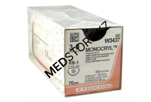 Монокрил фиолетовый М2 (3/0) 70см игла колющая RB-1, W3437