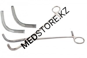 Зажим изогнутый жесткий для влагалищных операций №2 233 мм, 14.0523.03