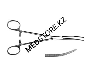 Зажим кровоостанавливающий изогнутый зубчатый №2 196 мм