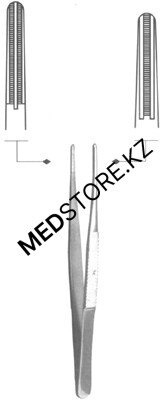 П-78 Пинцет анатомический 150 мм с атравматической нарезкой ПА 150х2,5