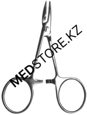 Зажим изогнутый по плоскости в 120 гр. с кремальерой для временного пережатия сосудов большой 155 мм