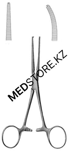 Зажим кровоостанавливающий изогнутый 1*2-зубый зубчатый №1 160 мм