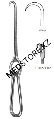 Крючок хирургический двухзубый, острый, 200 мм, 18.0271.02