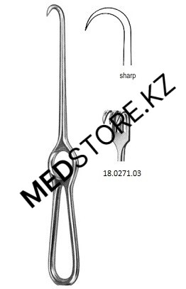 Крючок хирургический острый, трехзубый, №2, 200 мм, 18.0271.03