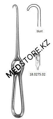 Крючок хирургический тупой двухзубый, 200 мм, 18.0275.02