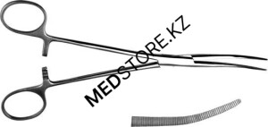 Зажим кровоостанавливающий изогнутый зубчатый №1 158 мм