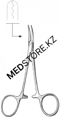 Зажим кровоостанавливающий изогнутый зубчатый № 3 280 мм, 14.0223.28