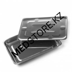 Лоток медицинский прямоугольный с крышкой ЛМПрК-«Медикон», 400х300х45мм, (V - 3,0л), (сталь AISI 430)