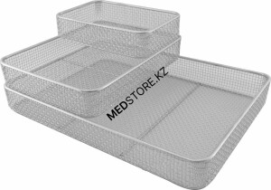 Лоток прямоугольный сетчатый ЛМПрС-«Медикон», 340х250х60мм,(сталь AISI 304)