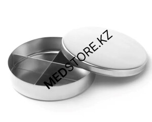 Лоток стоматологический с крышкой (Чашки Петри) и с разделителем ЛСК-«Медикон», d 100х25мм (сталь AISI 304)