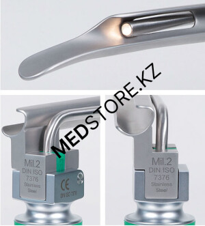 Клинок ларингоскопа KaWe прямой, Miller FO №0 (фиброоптический), 03.42023.601
