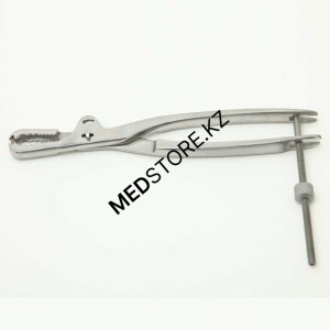 Держатель мед. для захвата и удерж. трубчатых костей и ребер, мощный, 260 мм с кремальерой, с ушком, 28.1014.01