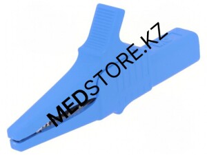 Зажим &quot;крокодил&quot; с гнездом 2 мм (синий) (для Поток-1)