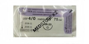 ПГА, М 1,5 ( 4/0) длина нити 75 см игла HR-20