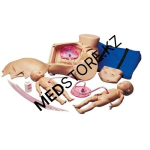 Манекен-тренажер процесса родов, два плода, плацента, сумка